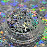 Silver Retro Stars Shape Glitter - Silver Glitter
